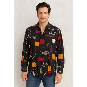 Vintage Mondi di Marco Abstract Print Button Shirt Mens Large 90s Retro